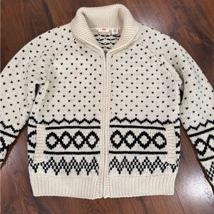 Levi’s Sweater Women’s Large Nordic Heavy Knit Wool Zip Cardigan Shawl Collar
